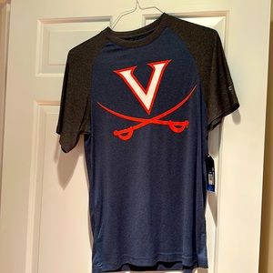 UVA polyester two-tone T-shirt men’s size small. New with tags.